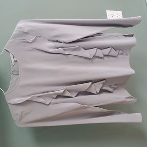 H&M silk gray silver ruffle blouse